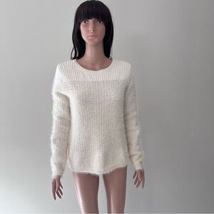 LOFT Cream Crew Neck Sweater medium